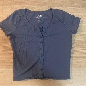 Hollister Baby Tee Button Down Top sz S